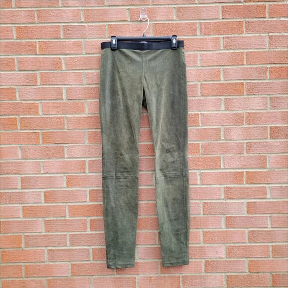 Theory Ima Sintra Fatigue Olive Suede Leggings size 8 - Picture 3 of 9